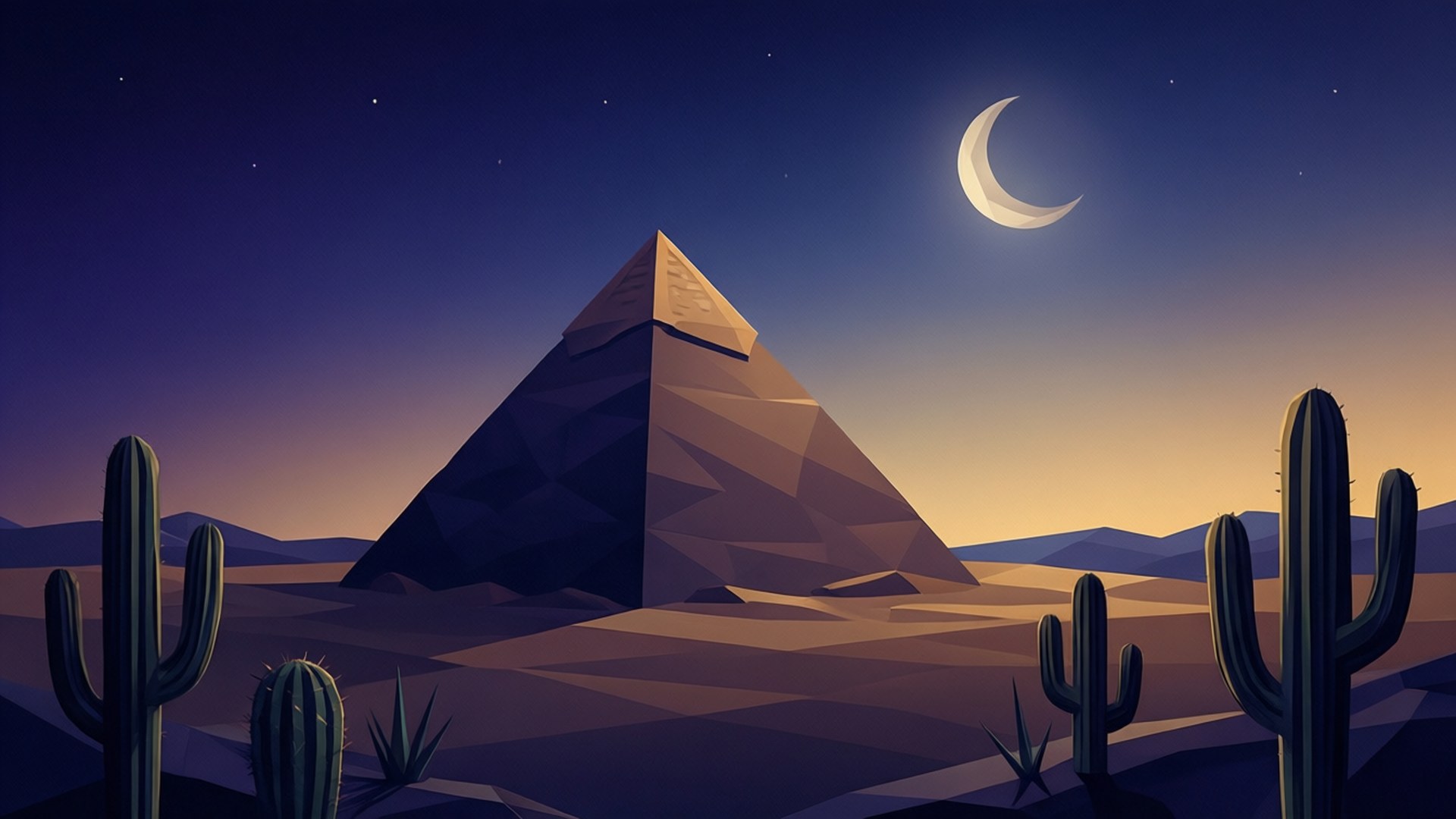 Desert Moon Pyramid by Wallpapers.art Studio