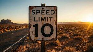 Desert Speed Limit at Sunset