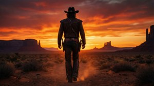 Desert Sunset Cowboy