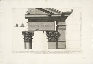 Detail voorzijde van Porticus van Octavius te Rome