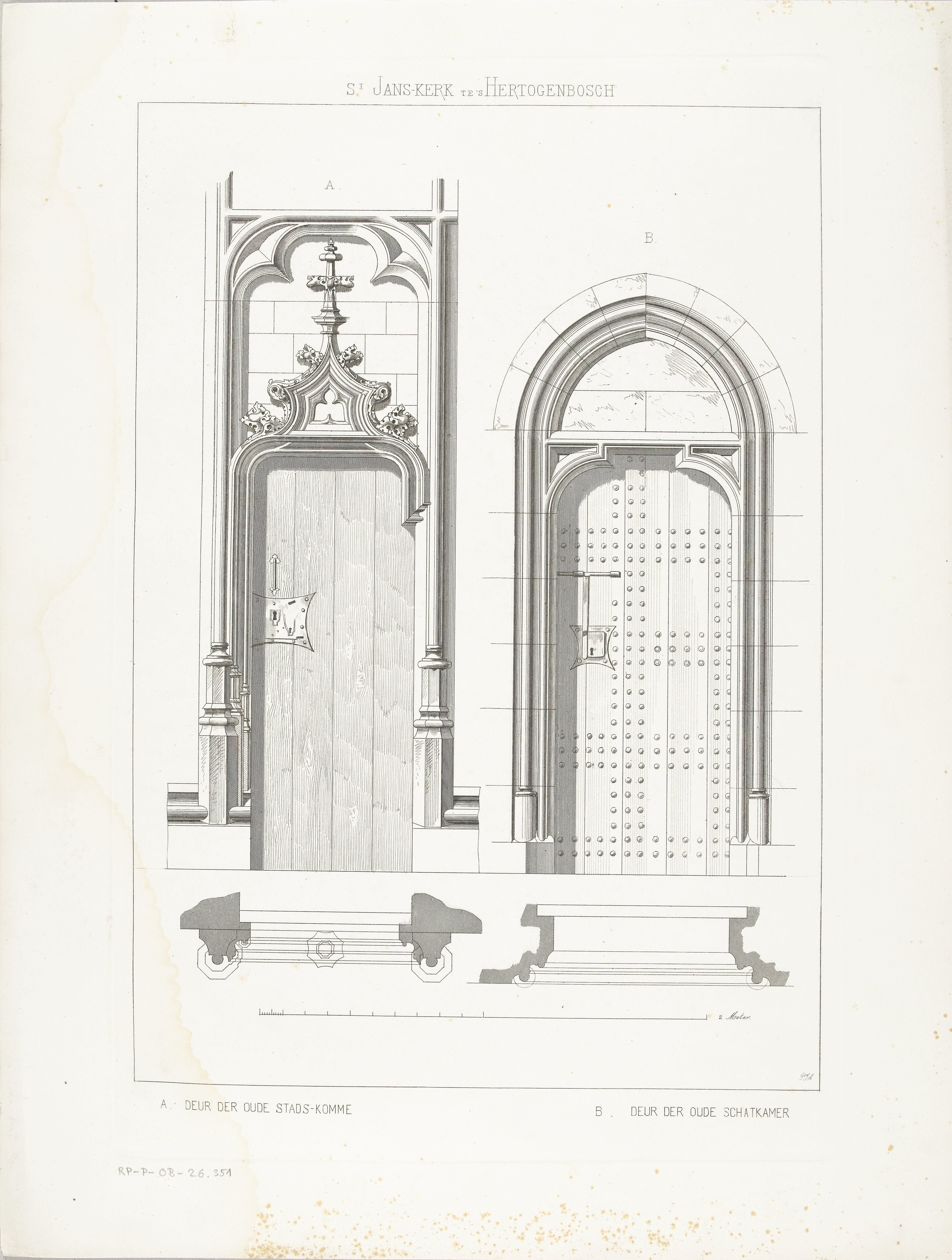 Detailaanzicht van twee deuren by Petrus Johannes Arendzen