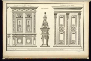 Developpement d'u Buffet à Vaißelle [...] Pour une Pendule [...] Developpement pour une Armoire