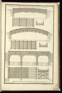 Developpement et aßemblage de plusieurs espèces de Ponts construits en Charpente