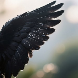 Dew Drops on Black Wing