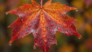 Dew-Kissed Maple Leaf