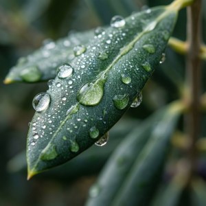 Dew on Olive Leaf