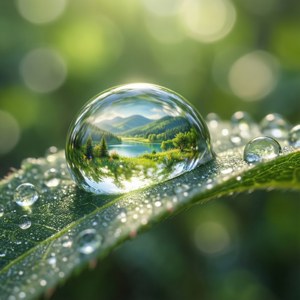 Dewdrop Leaf Macro