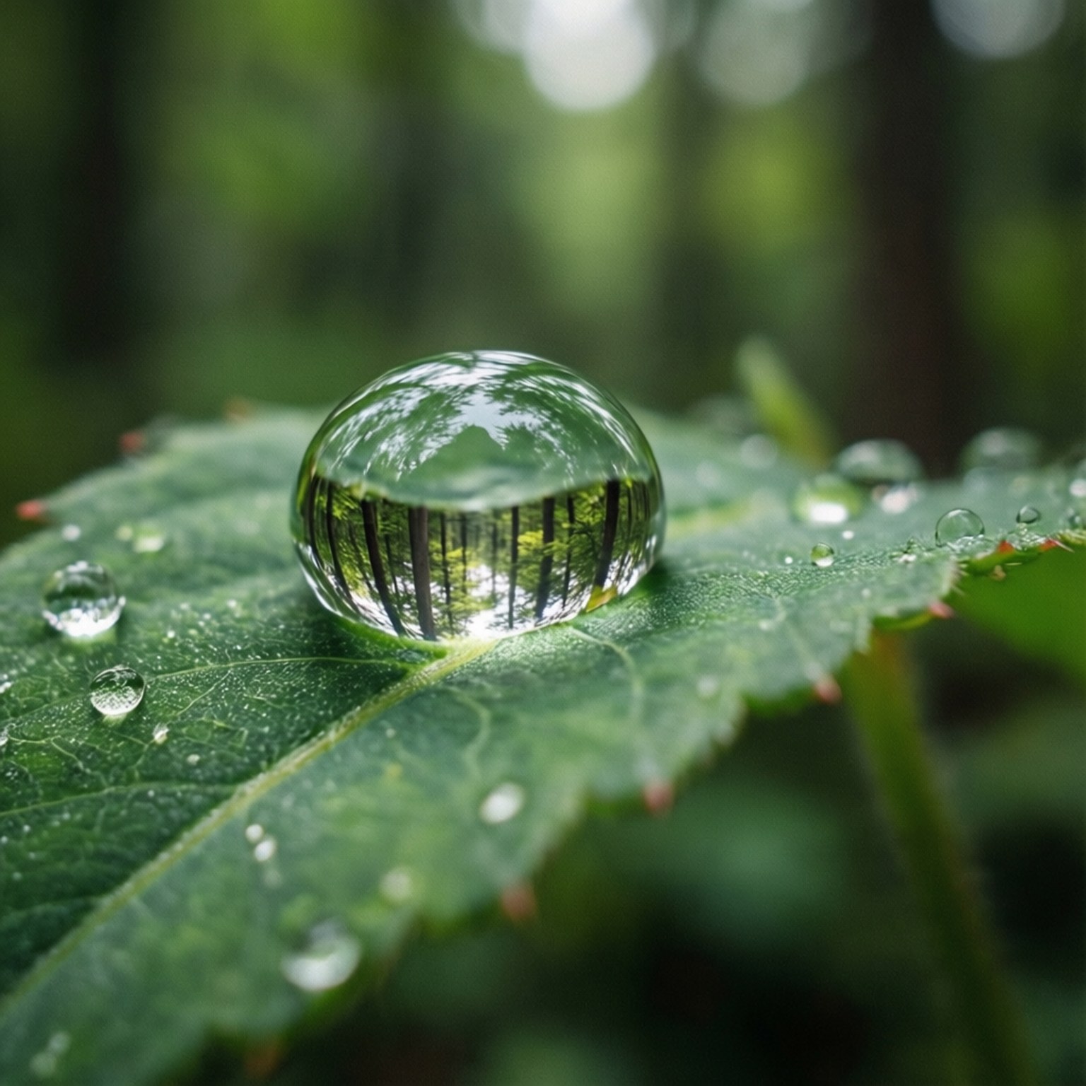 Dewdrop on Green Leaf by Wallpapers.art Studio