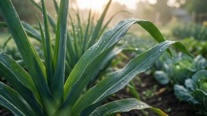 Dewy Leek Leaves