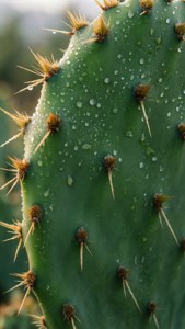 Dewy Nopal Close-up