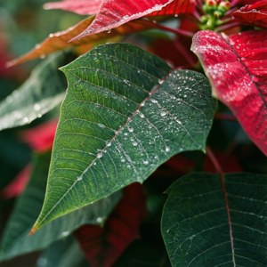Dewy Poinsettia Leaf