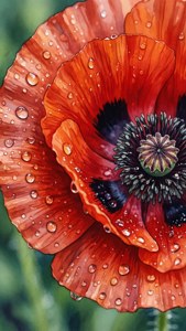 Dewy Poppy Close-up