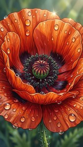 Dewy Poppy Vector