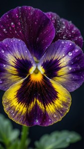 Dewy Purple Pansy Macro