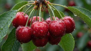 Dewy Red Brush Cherries