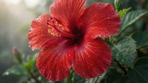 Dewy Red Hibiscus