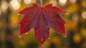 Dewy Red Leaf