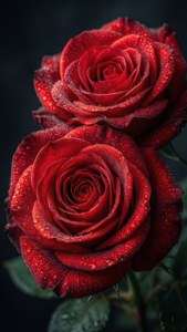 Dewy Red Roses