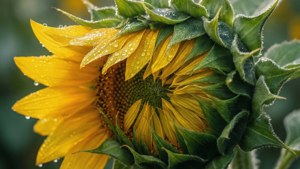 Dewy Sunflower Macro