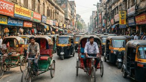 Dhaka Street Rickshaw Rush