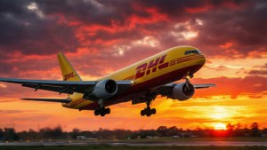 DHL Cargo Plane Sunset