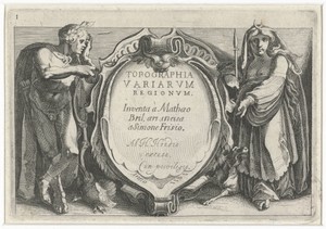 Diana en Apollo aan de weerszijden van een cartouche