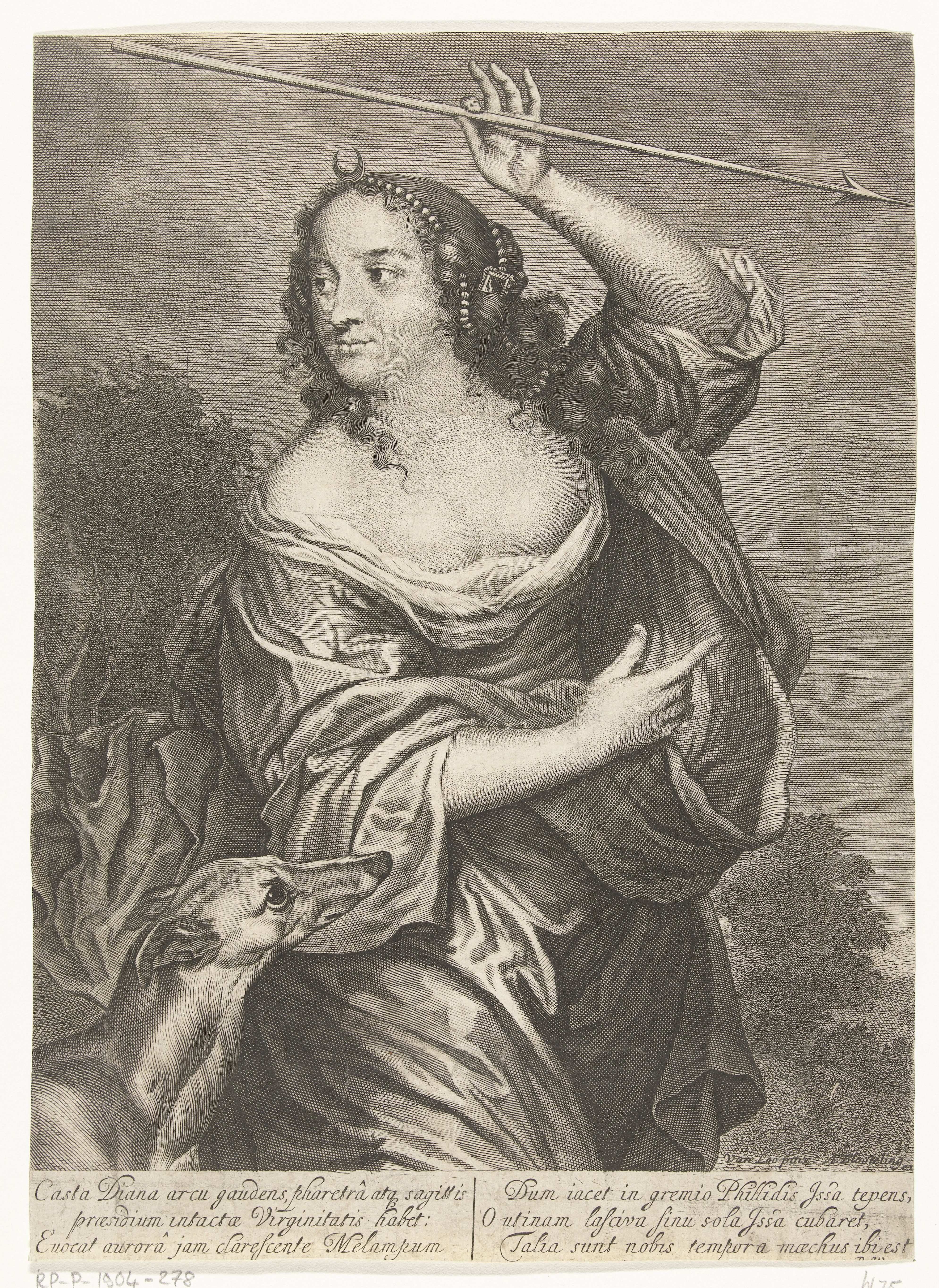 Diane de Poitiers, afgebeeld als de godin Diana by Abraham Bloteling