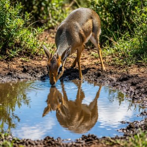 Dik-dik Drinking at Puddle