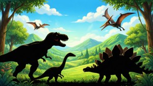 Dinosaur Park Silhouette Scene