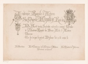 Diploma van de Koninklijke Academie voor Schone Kunsten van Antwerpen