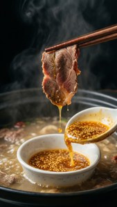 Dipping Meat in Sauce