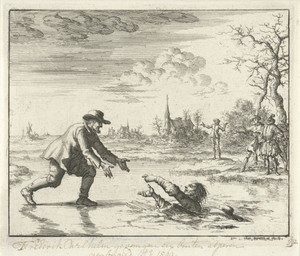 Dirk Willemsz. redt zijn vervolger uit het ijs bij Asperen, 1569
