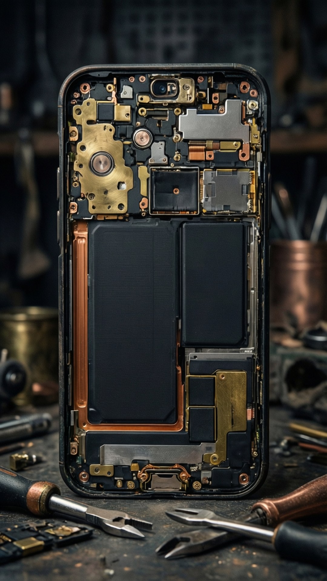 Disassembled Steampunk Phone by Wallpapers.art Studio
