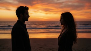 Distant Couple Silhouette