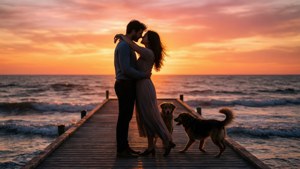Dock Embrace at Sunset