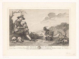 Doedelzakspeler met geiten