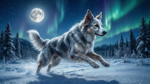 Dog in Snowy Field
