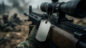Dog Tags on Rifle