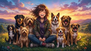 Dogs and Sunset