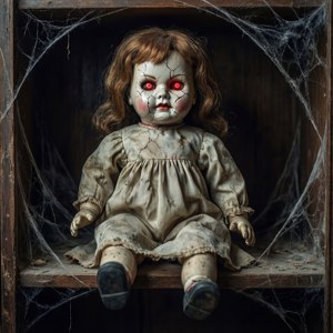 Doll's Unsettling Red Stare