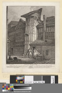 Domestic Architecture - N. E. View of an Old House lately Standing in Sweedon's Passage, Grub Street