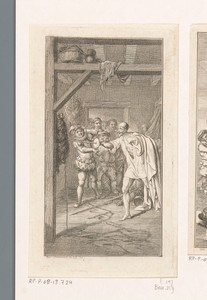 Don Quichot steekt zijn zwaard in een zak wijn