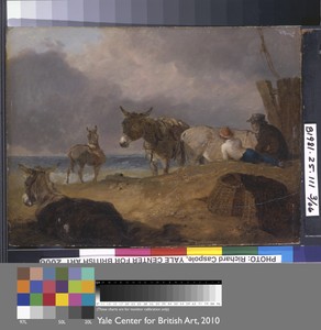 Donkeys and Figures on a Beach