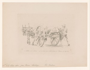 Dood paard op een wagen
