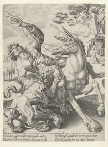 Dood van de godsman door een leeuw