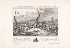 Dood van generaal Desaix in Marengo en portret van Louis Charles Antoine Desaix
