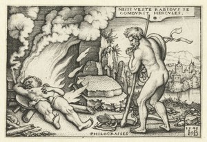 Dood van Hercules op brandstapel en Philoctetes