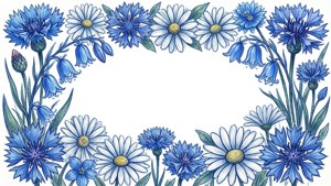 Doodle Blue Flower Border