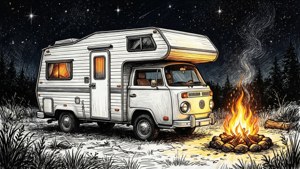 Doodle Camper Van Night