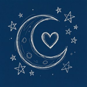 Doodle Moon Heart